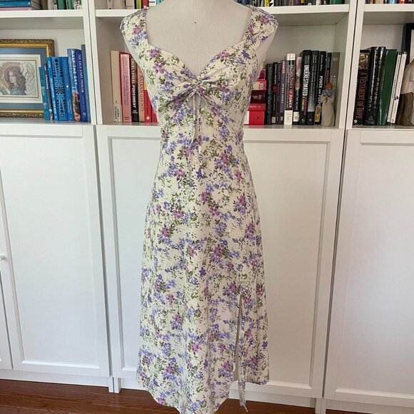 ASTR the Label Purple Floral Cottagecore Midi Dress - Picture 2 of 8